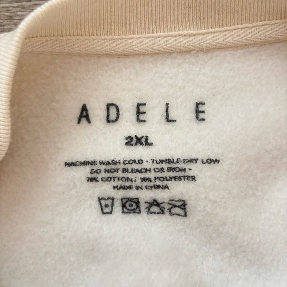 "Hello Its Me" Embroidered Cream Crewneck Sweatshirt 2XL Adele Official Merch - Picture 6 of 11